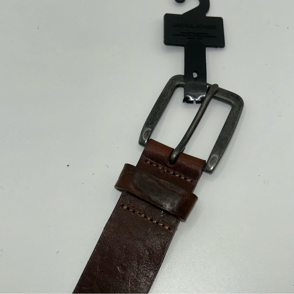 Jack & Jones brown leather belt NWT size 80